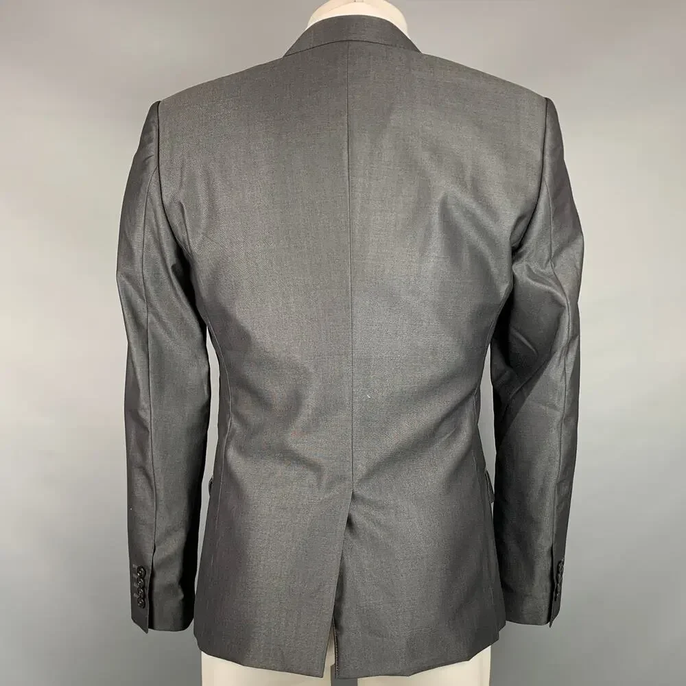 DOLCE & GABBANA Size 38 Grey Charcoal Wool Silk Peak Lapel Sport Coat